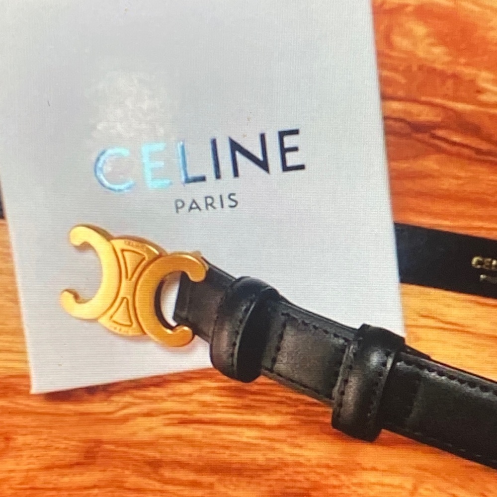 Celine Black Belt with Gold Emblem - Picture 4 of 4